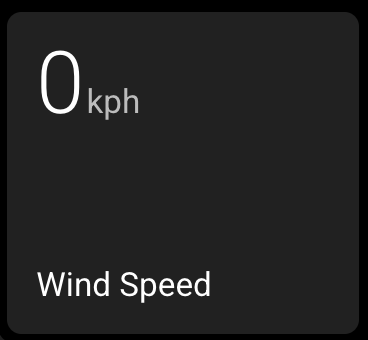 Sensor card showing 0 kph wind speed