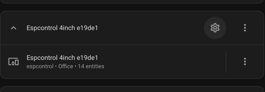 Espcontrol device entry with configure button