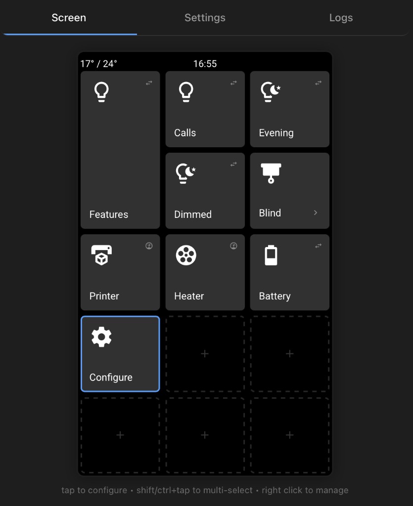 JC4880P443 button grid showing 6 configurable tiles