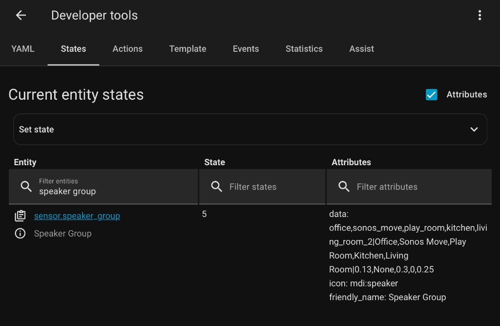 Speaker group sensor in States